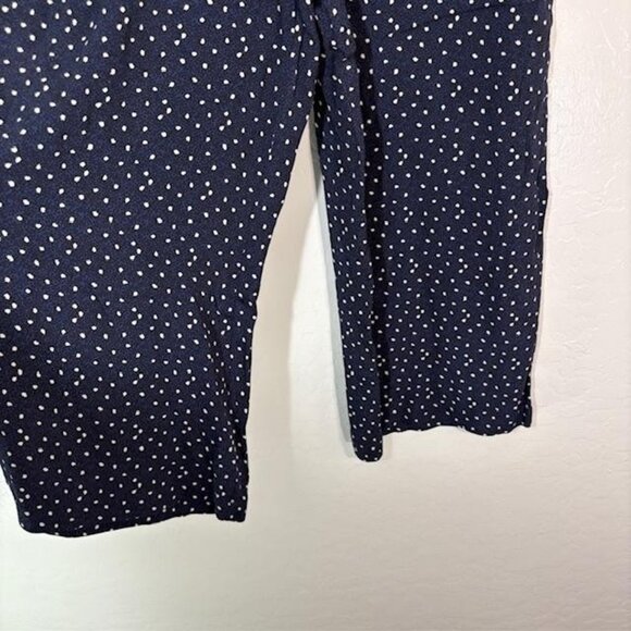 Aritzia Wilfred Pants Womens Small Navy Polka Dot Wide Leg Cropped Tie Waist - Picture 3 of 9